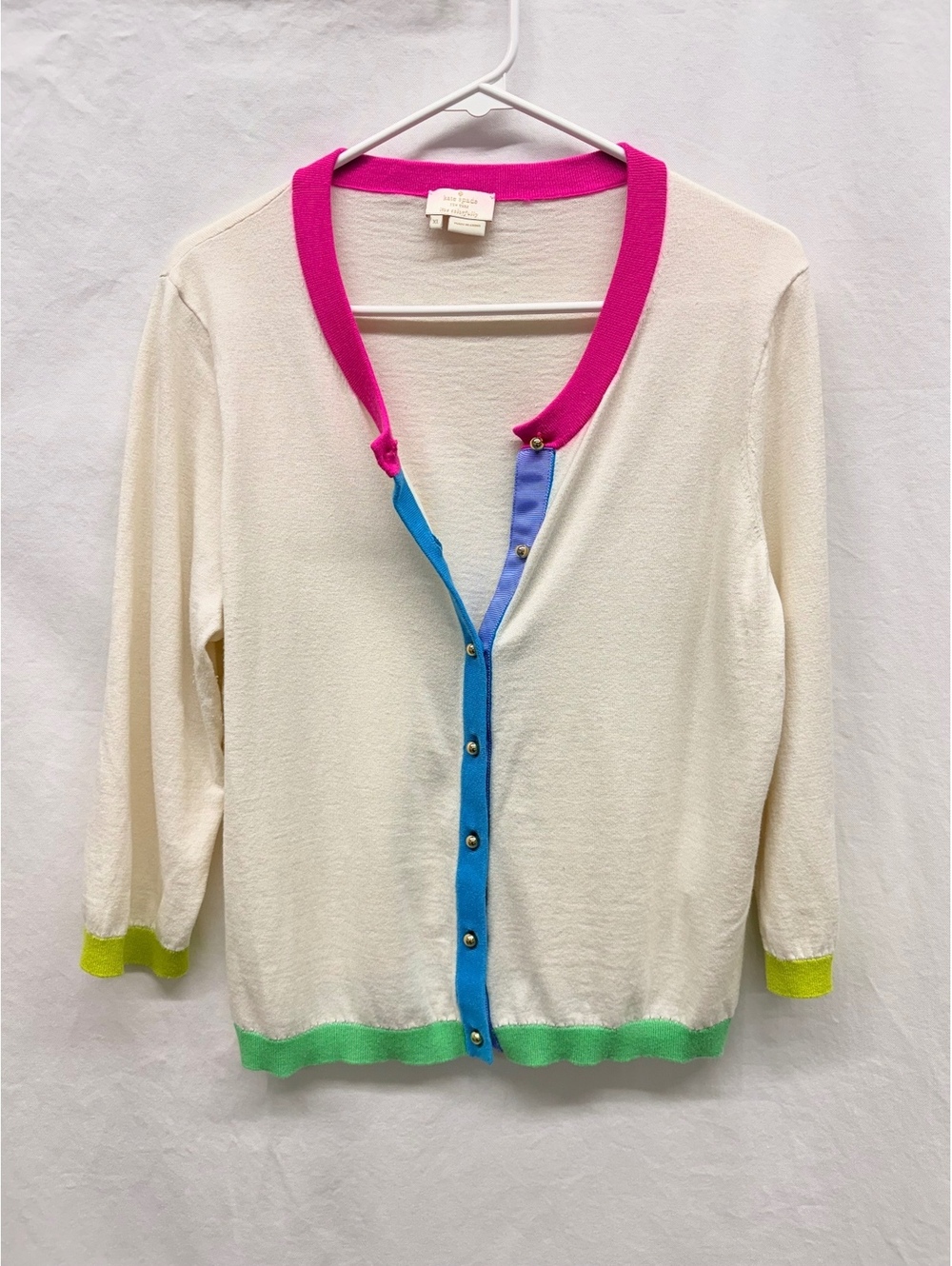 Kate Spade New York Colorblock Cardigan XL Cotton Silk Cashmere